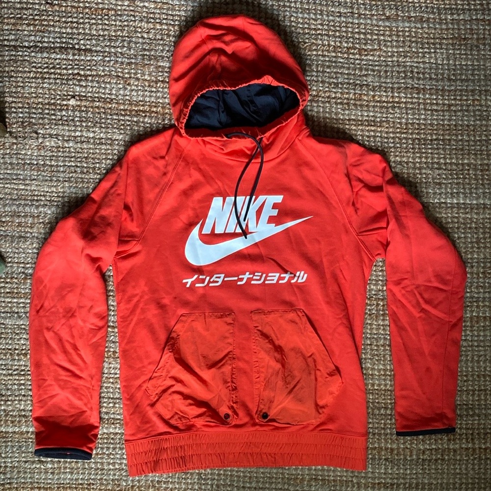 NIKE INTERNATIONAL JAPANESE HOODIE SZ S ORANGE RED